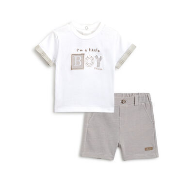 Boys Medium Natural T-shirt with Short Pants